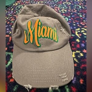 University of Miami Hat - Grey Custom